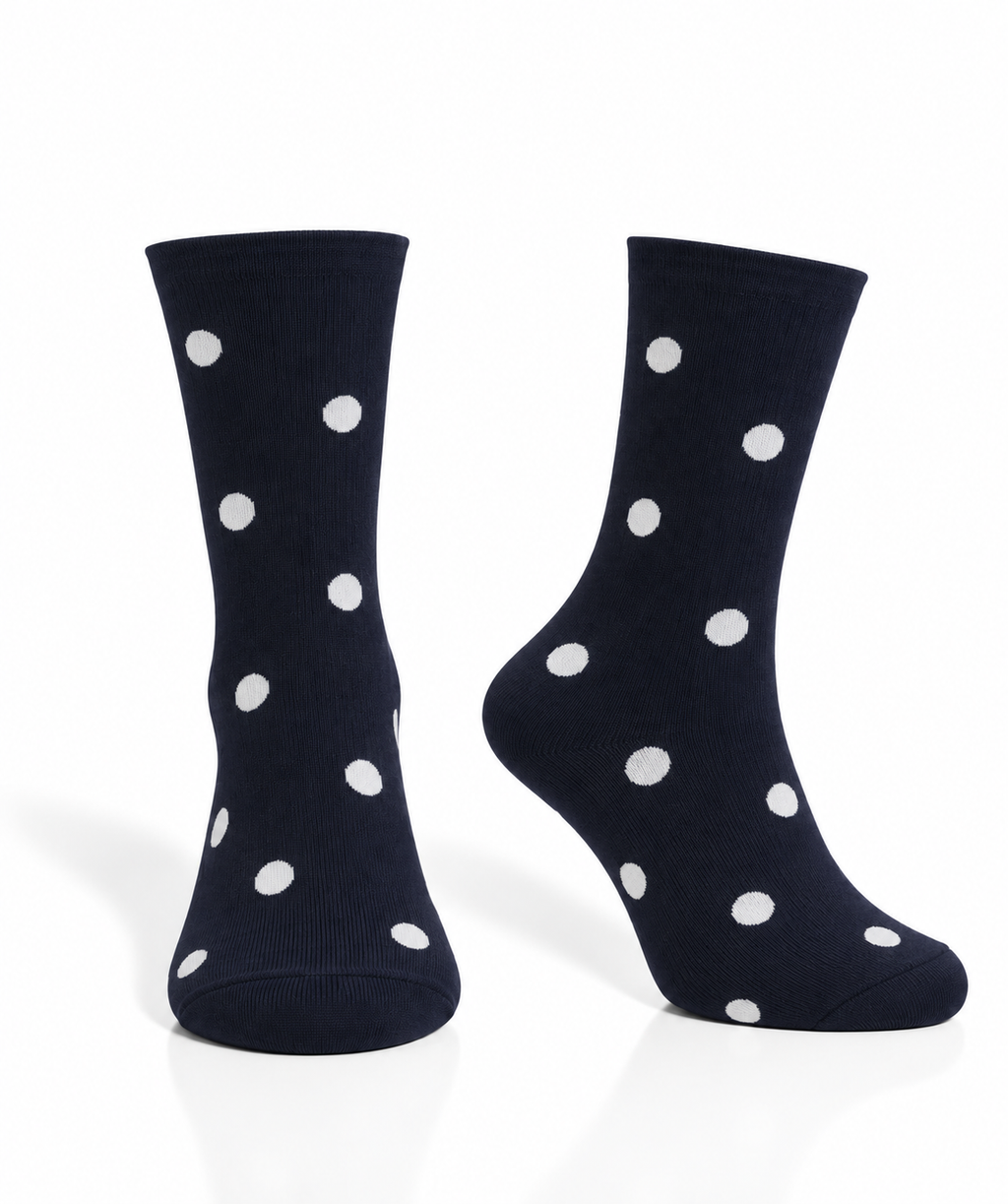 Black cotton socks with white polka dots