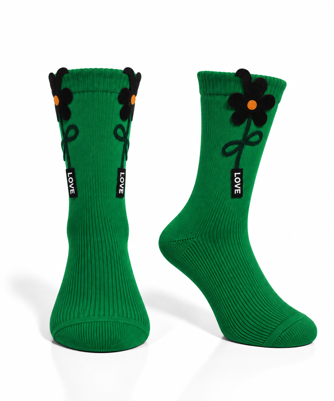 Women’s Green Floral Cotton Socks
