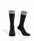 Kids’ Black Knee-High Cotton Socks with Gray Cuffs