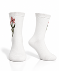Women’s White Floral Cotton Socks