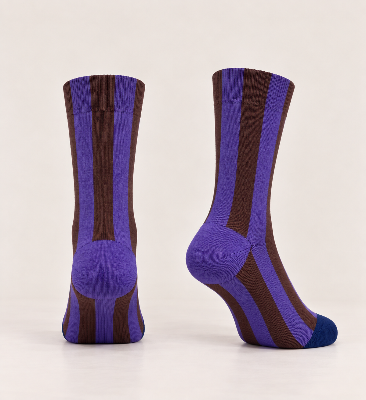 Purple & Brown Striped Cotton Socks