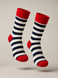 Navy & White Striped Socks
