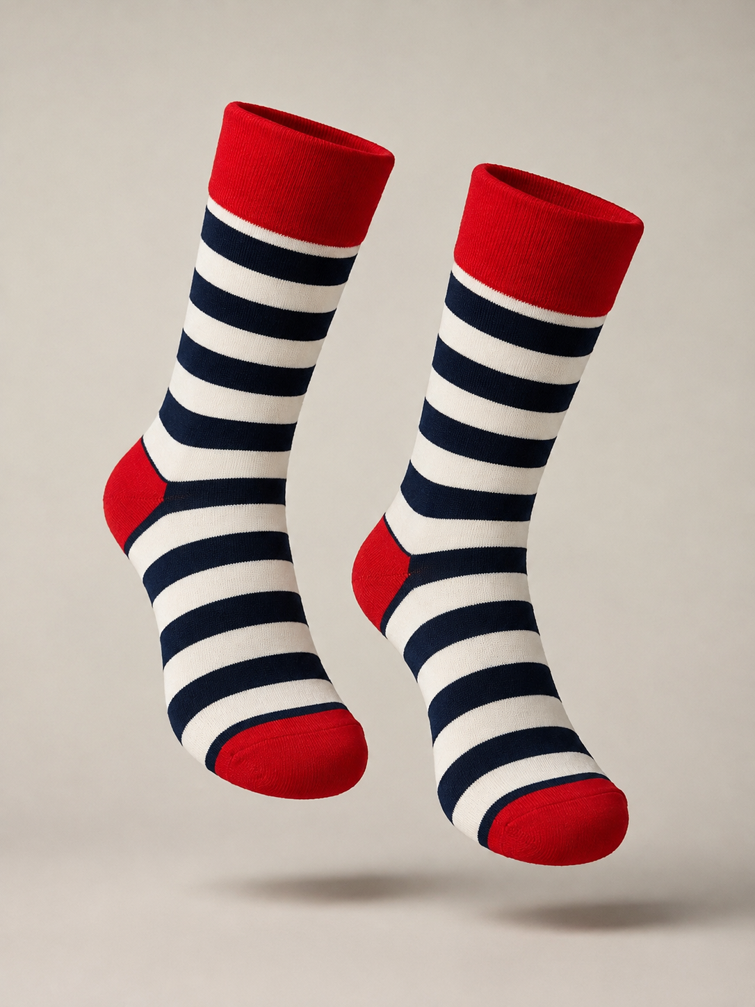 Navy & White Striped Socks