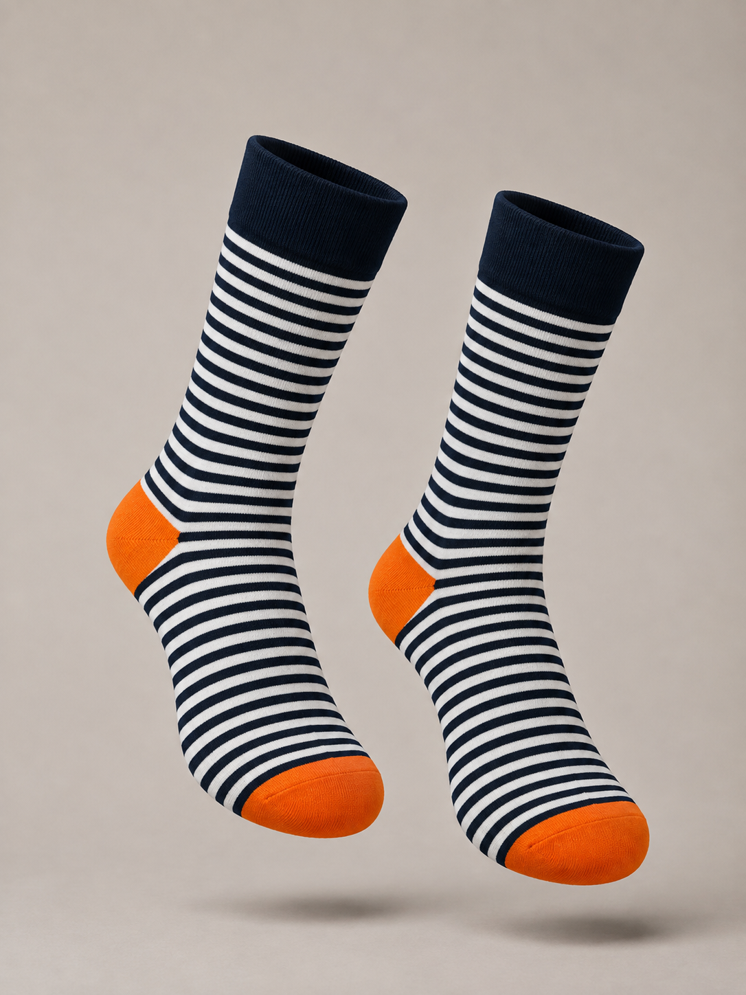 White & Navy Striped socks