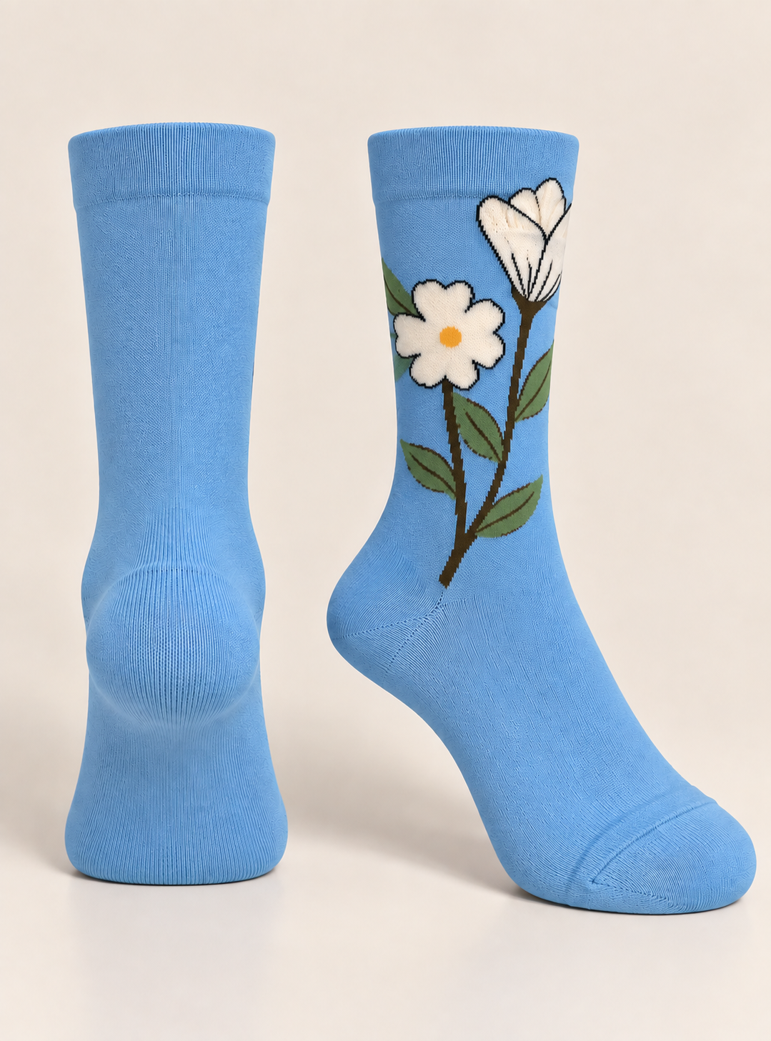 Women’s Blue Floral Cotton Socks