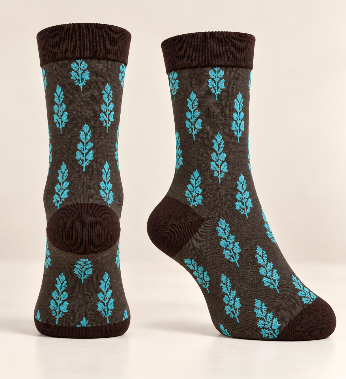 Women’s Brown Floral Cotton Socks