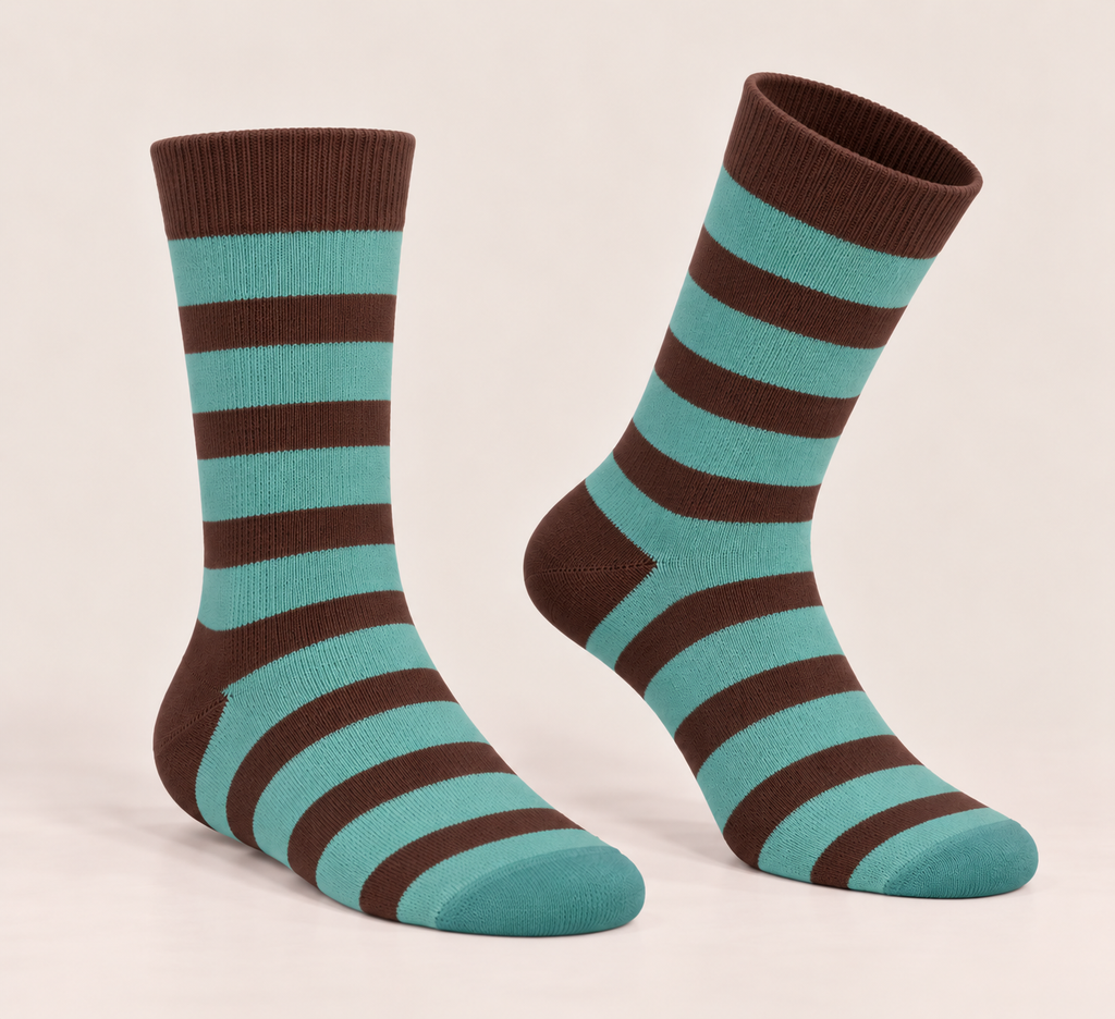 Classic striped crew socks made from a soft and comfortable cotton blend.