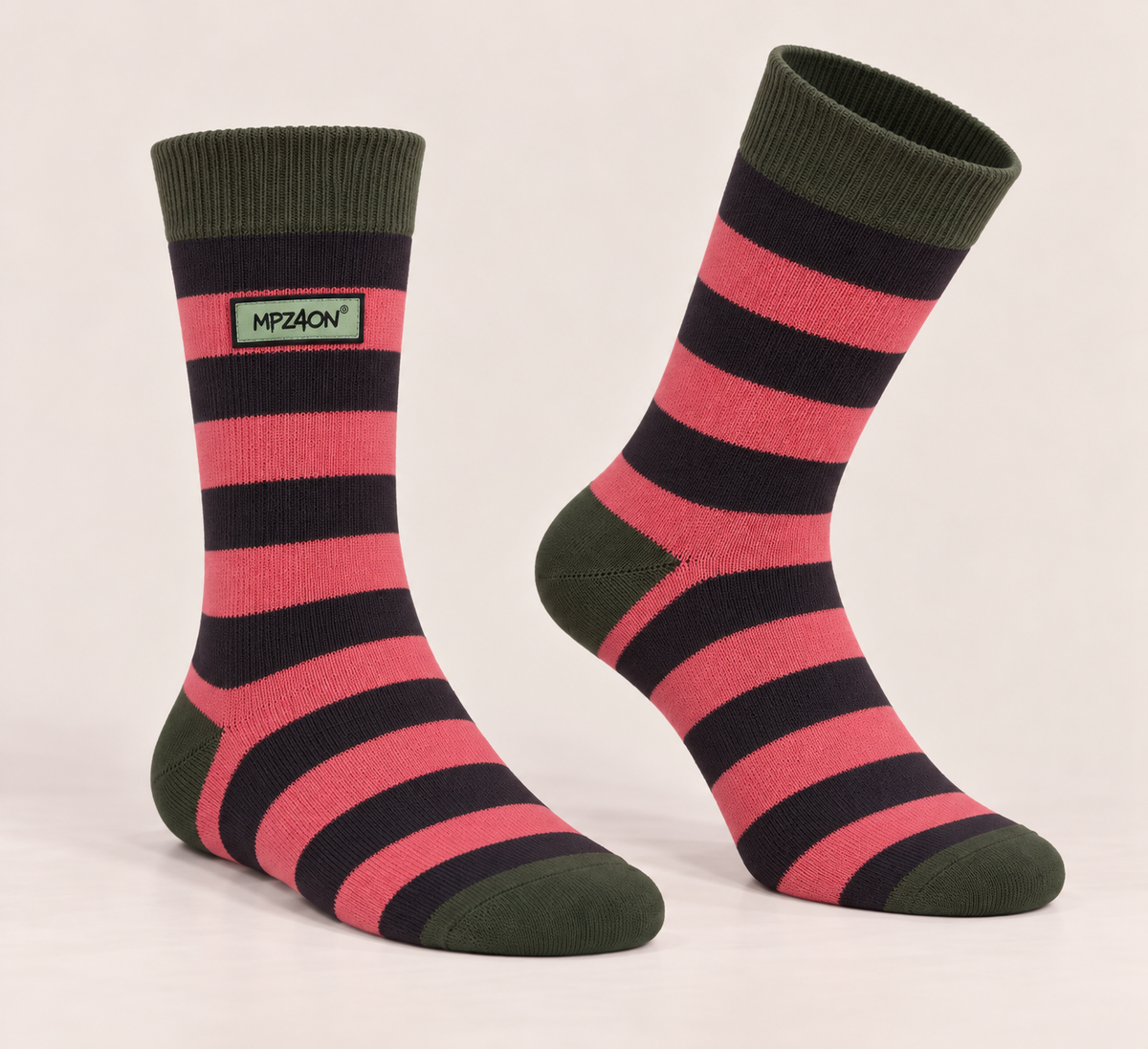 Classic striped crew socks made from a soft and comfortable cotton blend.
