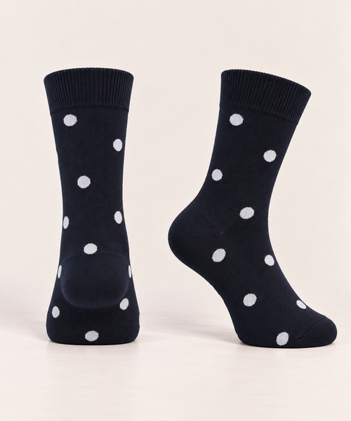 Black cotton socks with white polka dots