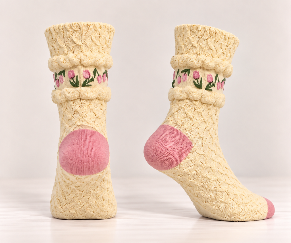 Kids’ Floral Ruffle Cotton Socks
