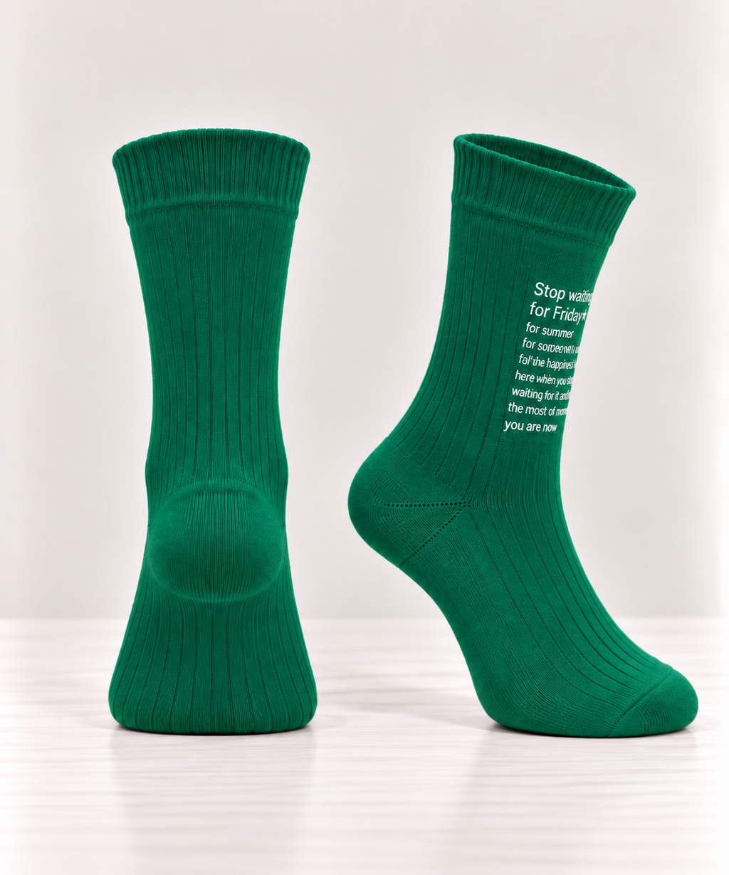 Ribbed Cotton Socks with Statement Print