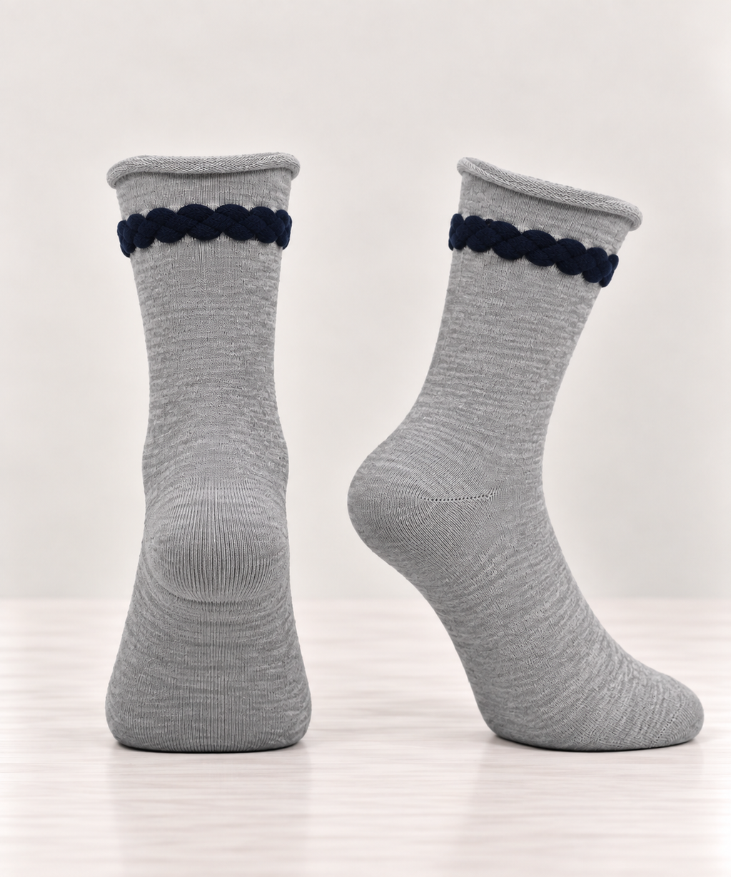 Thin Cotton Socks with Decorative Trim