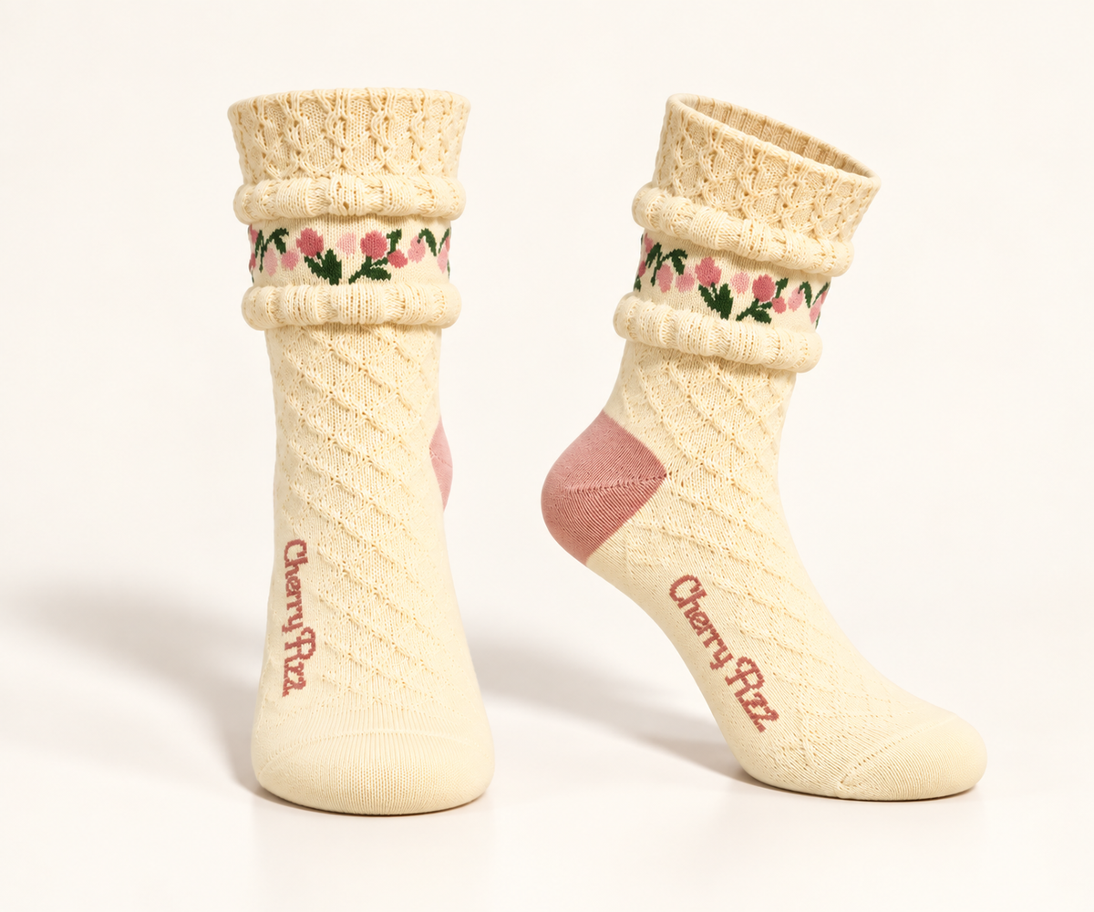 Kids’ Floral Ruffle Cotton Socks