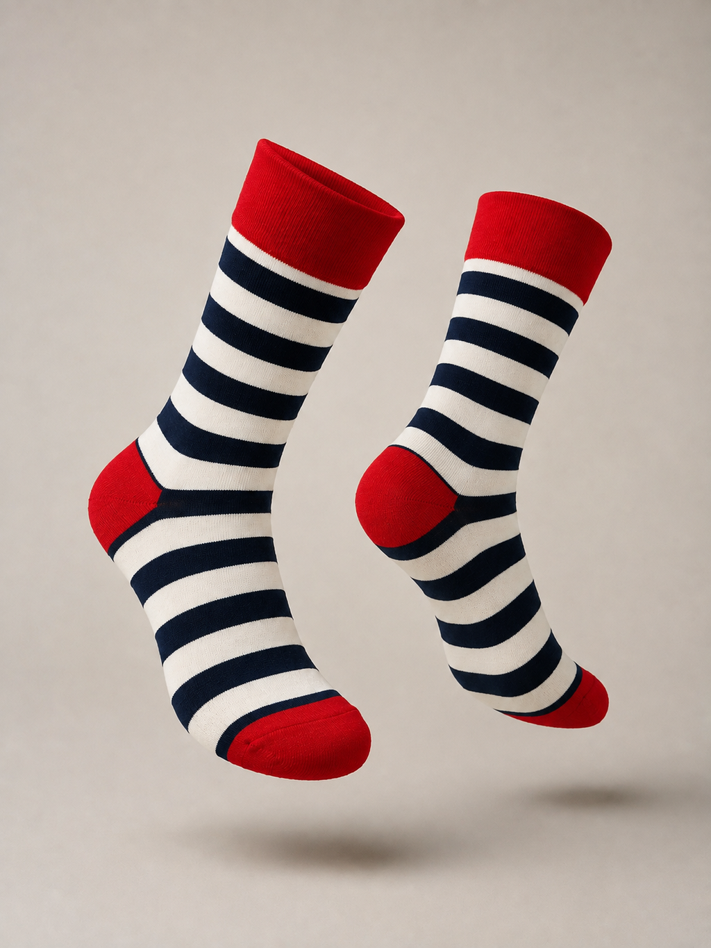 Navy & White Striped Socks
