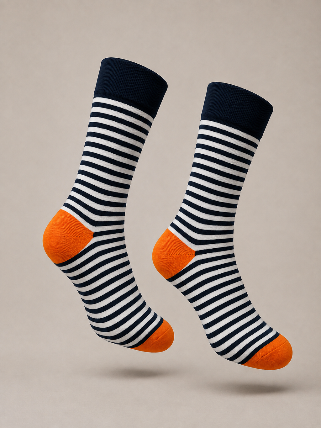 White & Navy Striped socks