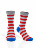 Red & Grey Striped Socks