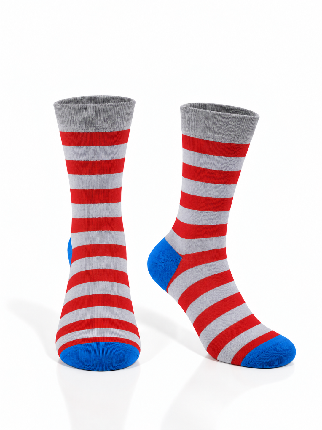Red & Grey Striped Socks