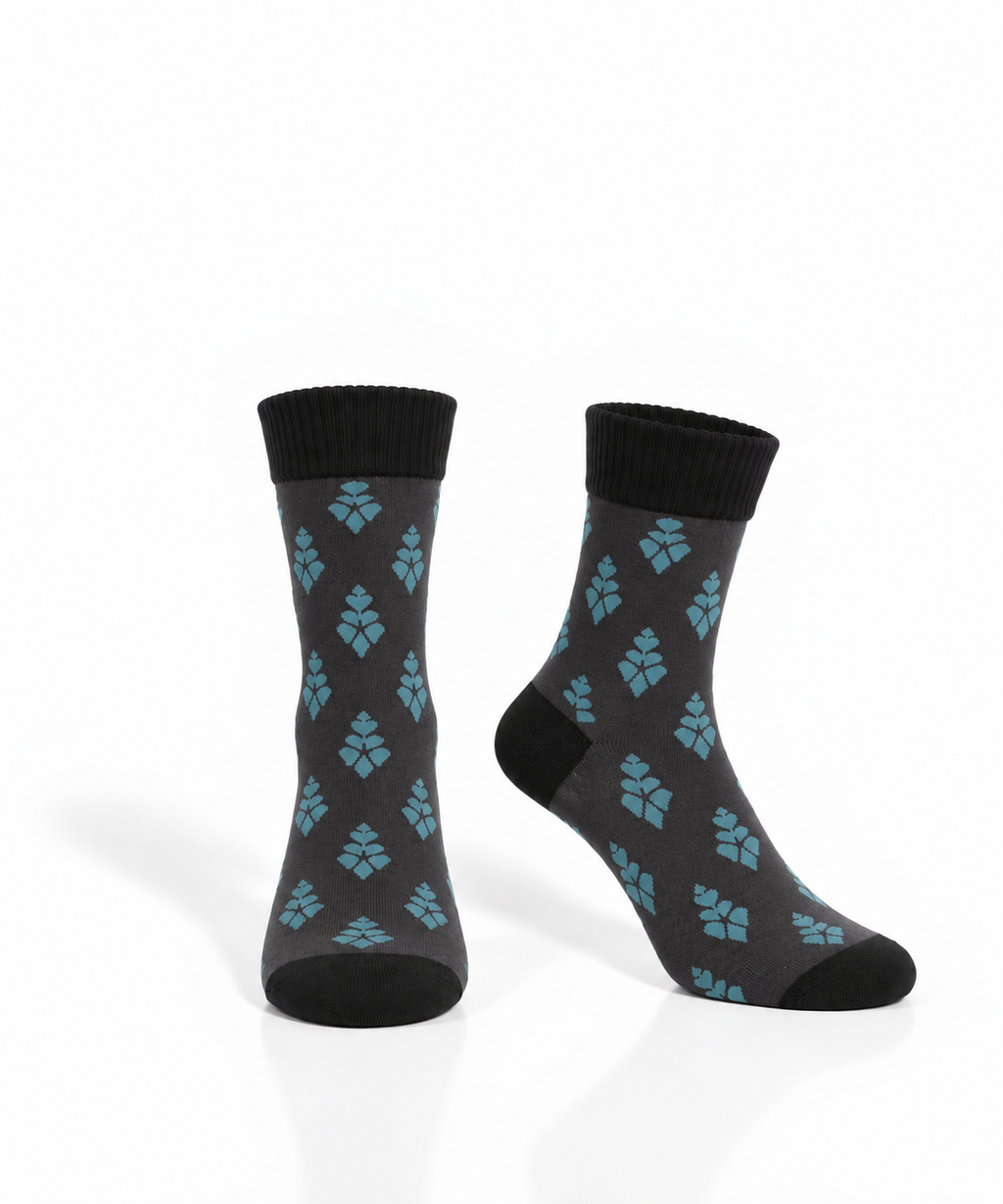 Women’s Brown Floral Cotton Socks