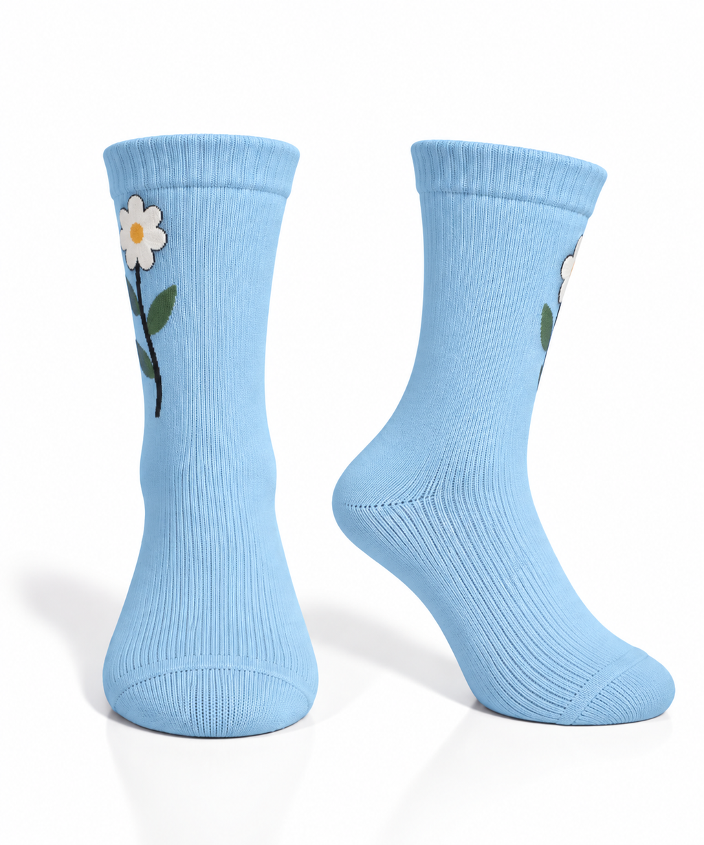 Women’s Blue Floral Cotton Socks