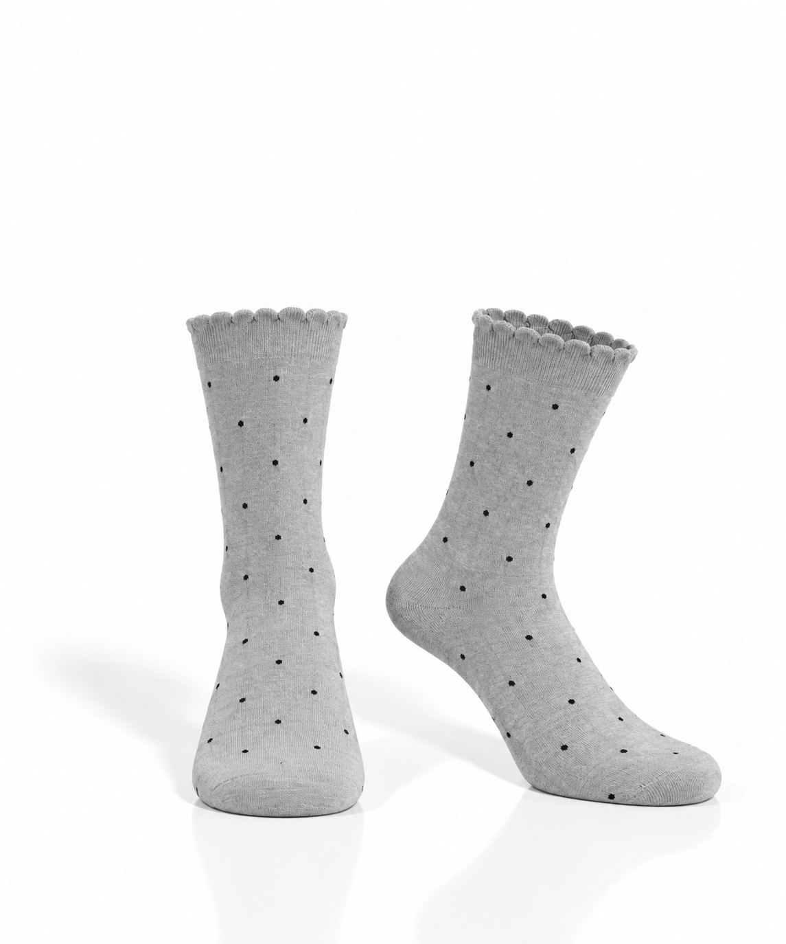 Grey cotton socks with black dots