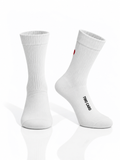 White ribbed socks with red heart detail