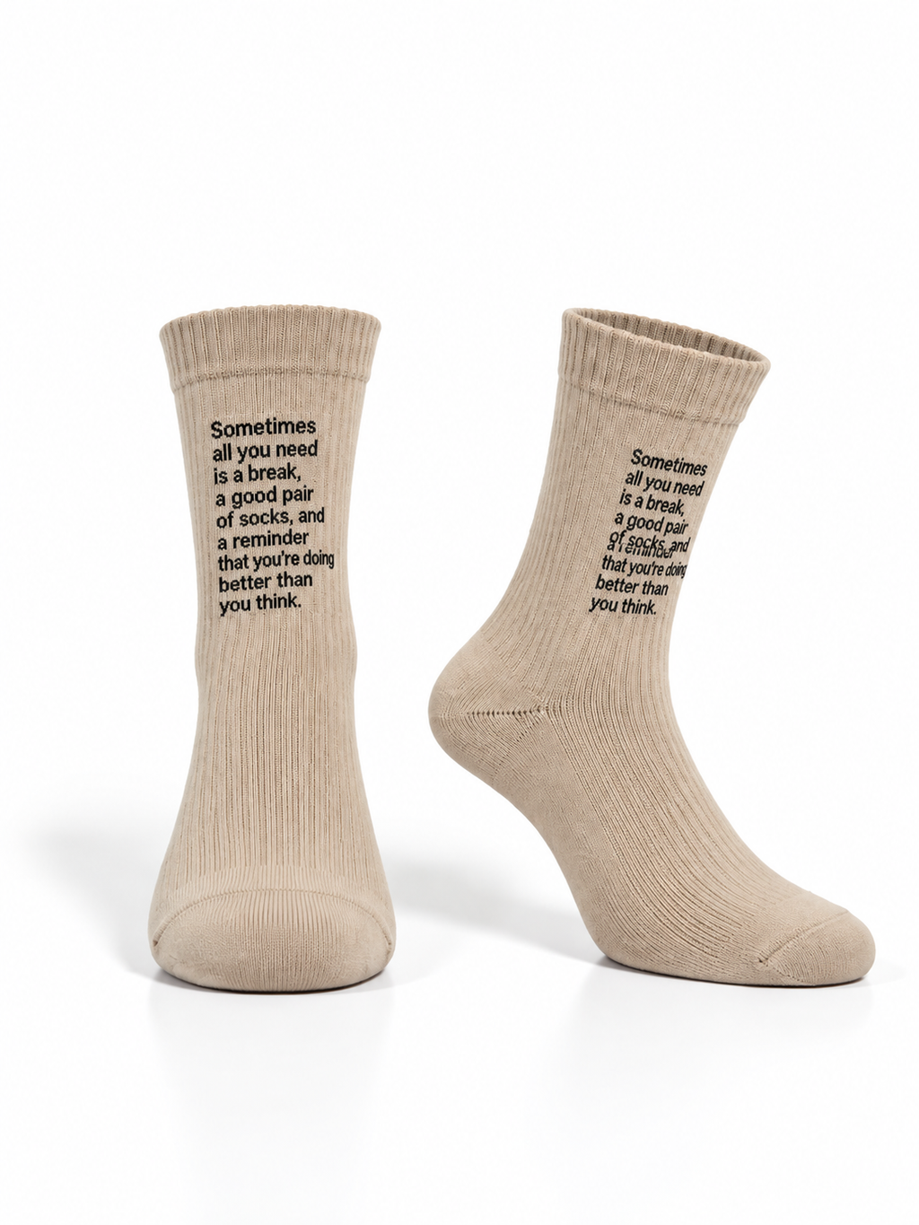 Ribbed Cotton Socks with Statement Print