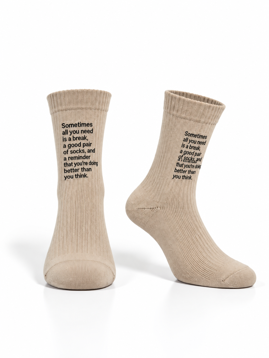 Ribbed Cotton Socks with Statement Print