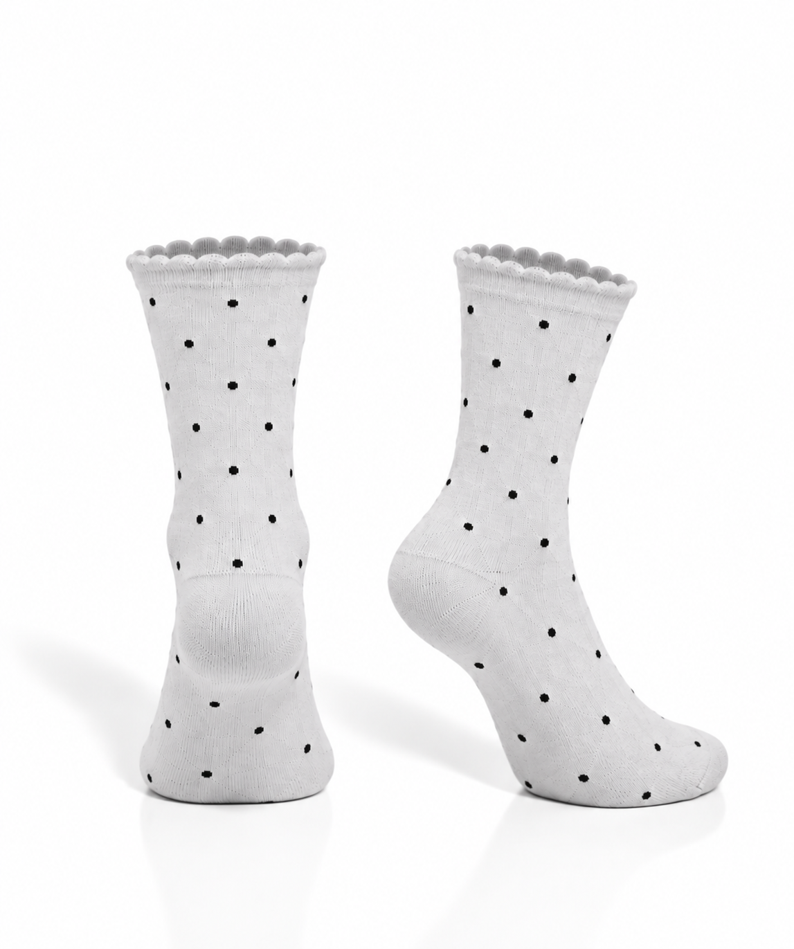 Light grey cotton socks with black dots