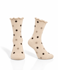 Beige cotton socks with black & grey dots