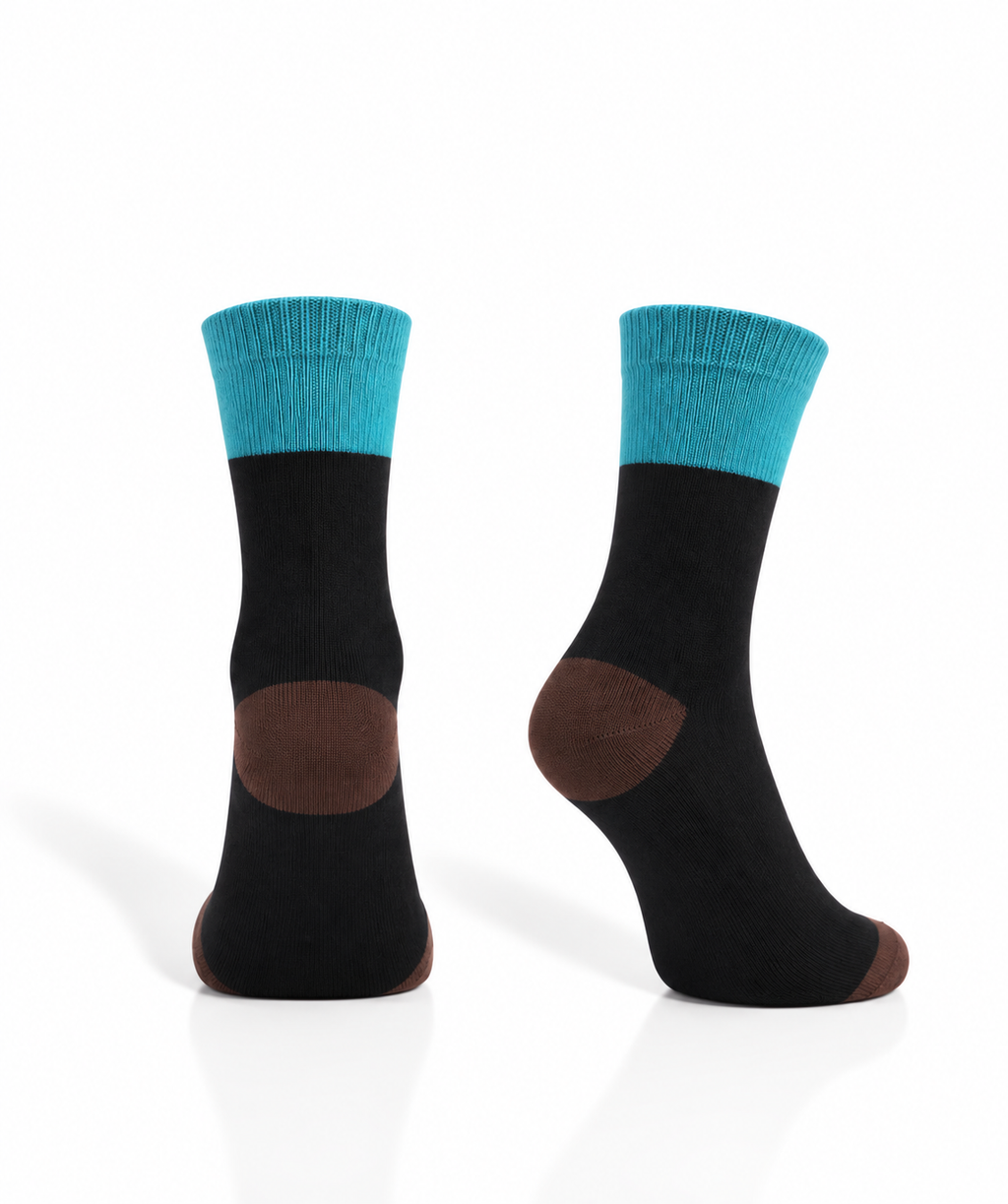 Striped Cotton Socks – Turquoise, Navy & Brown