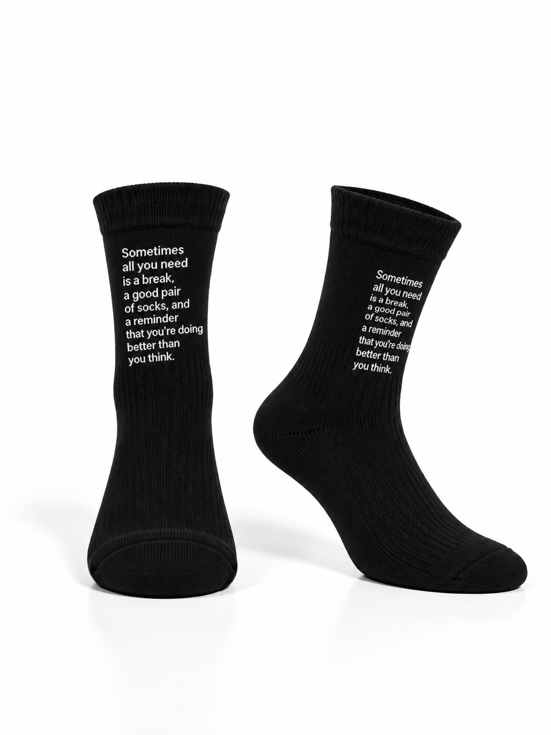 Ribbed Cotton Socks with Statement Print